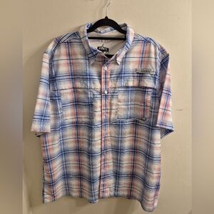 HABIT Mens XL Red Blue Plaid Fishing Shirt